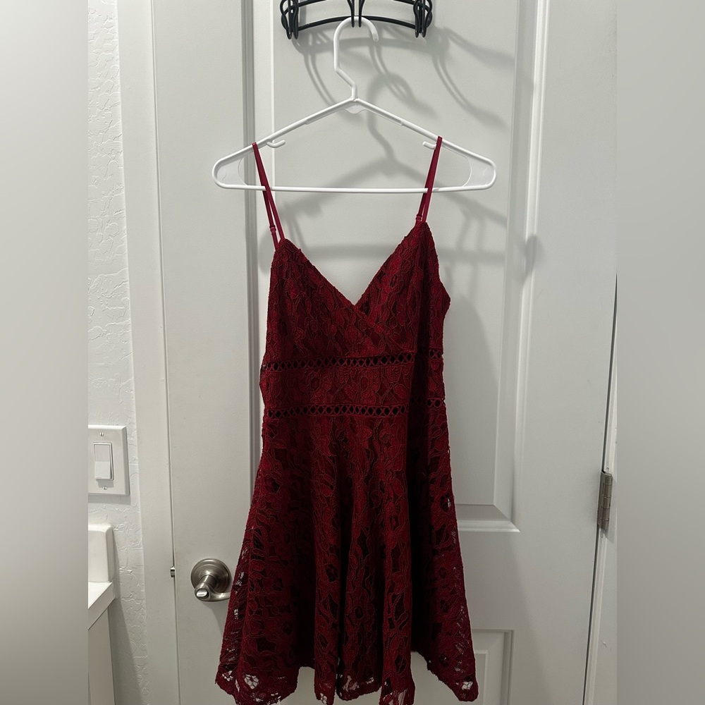 Elegant Burgundy Lace Dress